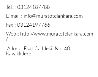 Murat Hotel Ankara iletiim bilgileri